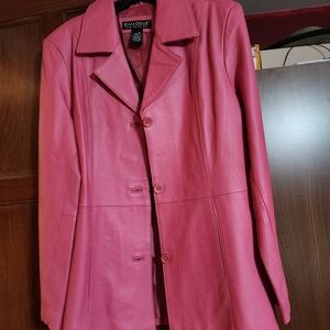 Pink washable leather jacket